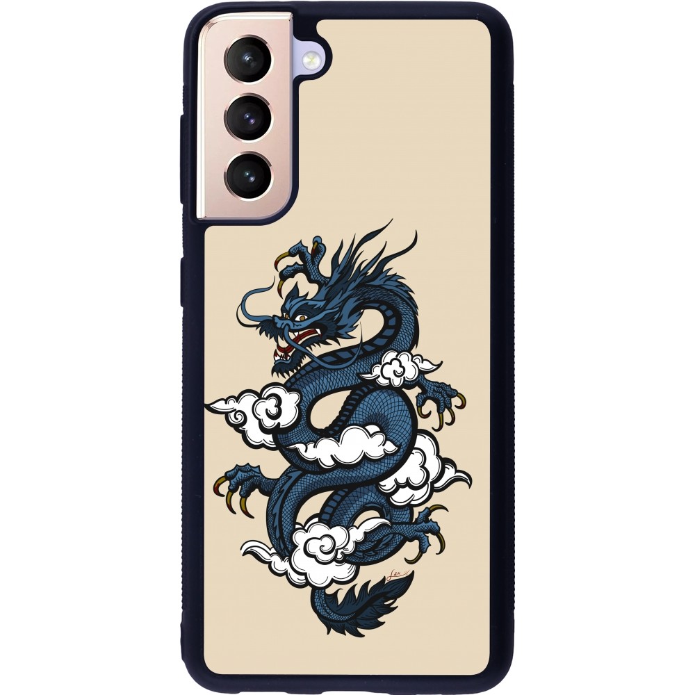 Coque Samsung Galaxy S21 5G - Silicone rigide noir Blue Dragon Tattoo