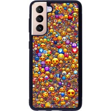 Coque Samsung Galaxy S21 5G - Silicone rigide noir Emoji mixed