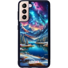 Coque Samsung Galaxy S21 5G - Silicone rigide noir Fantasy Mountain Lake Sky Stars