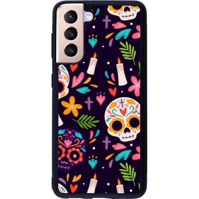 Coque Samsung Galaxy S21 5G - Silicone rigide noir Halloween 2023 mexican style