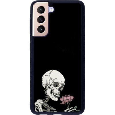 Coque Samsung Galaxy S21 5G - Silicone rigide noir Halloween 2023 rose and skeleton