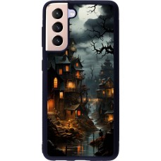 Coque Samsung Galaxy S21 5G - Silicone rigide noir Halloween 2024 scary town