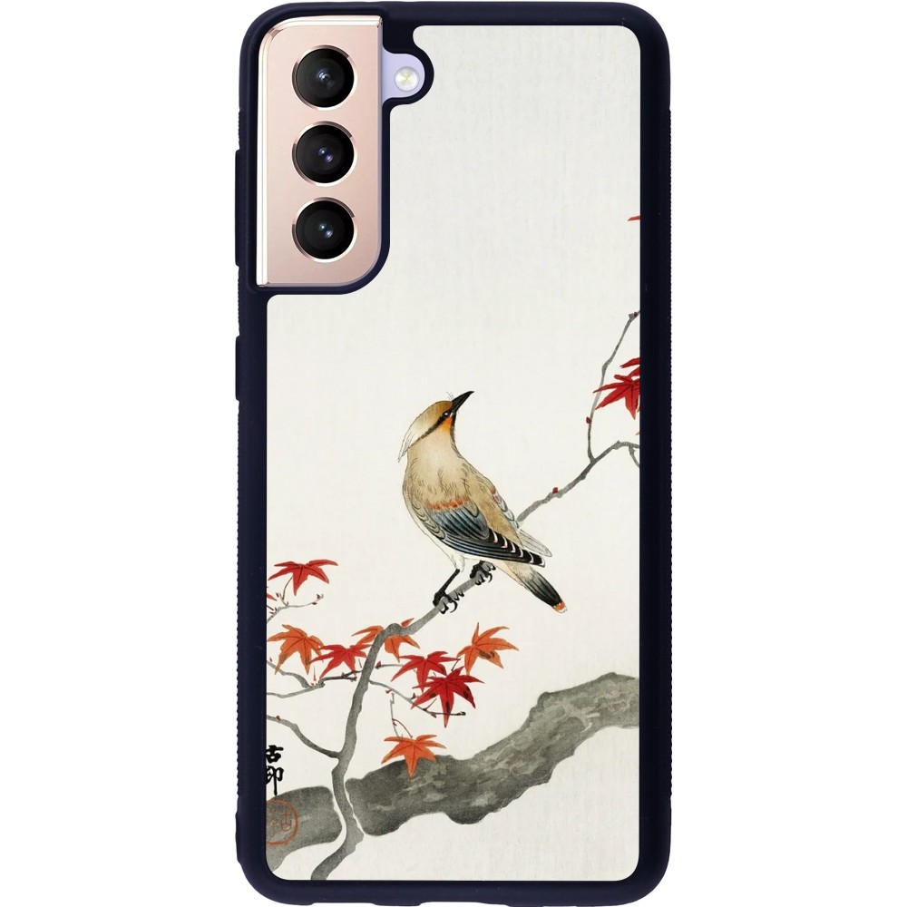 Coque Samsung Galaxy S21 5G - Silicone rigide noir Japanese Bird