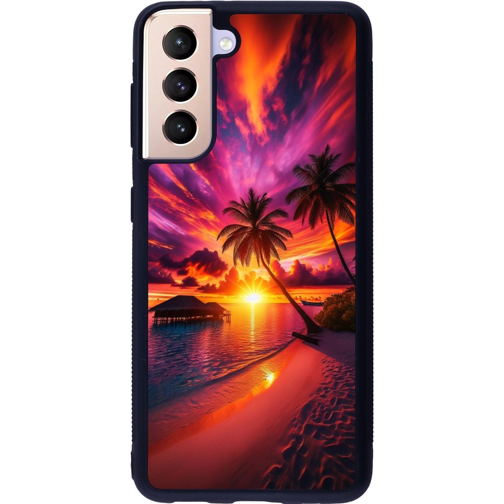 Coque Samsung Galaxy S21 5G - Silicone rigide noir Maldives Dusk Bliss