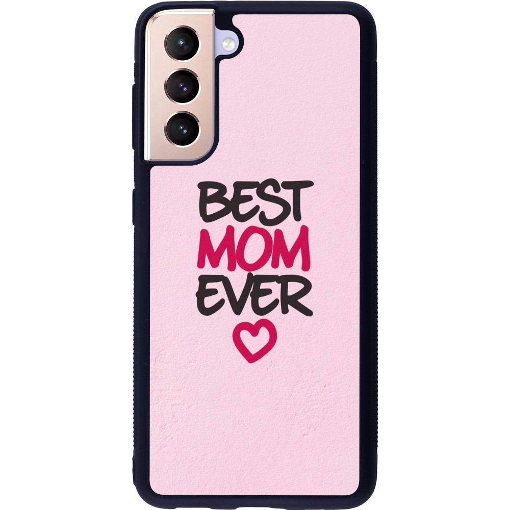 Coque Samsung Galaxy S21 5G - Silicone rigide noir Mom 2023 best Mom ever pink