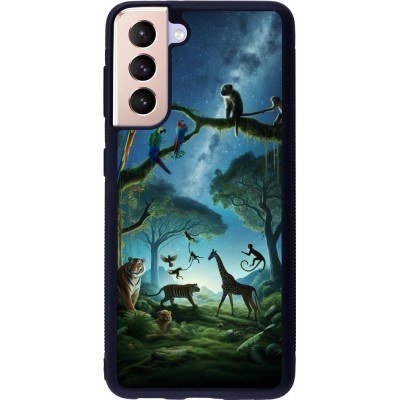 Coque Samsung Galaxy S21 5G - Silicone rigide noir Paradis des animaux exotiques