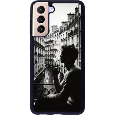 Coque Samsung Galaxy S21 5G - Silicone rigide noir Parisian Smoker