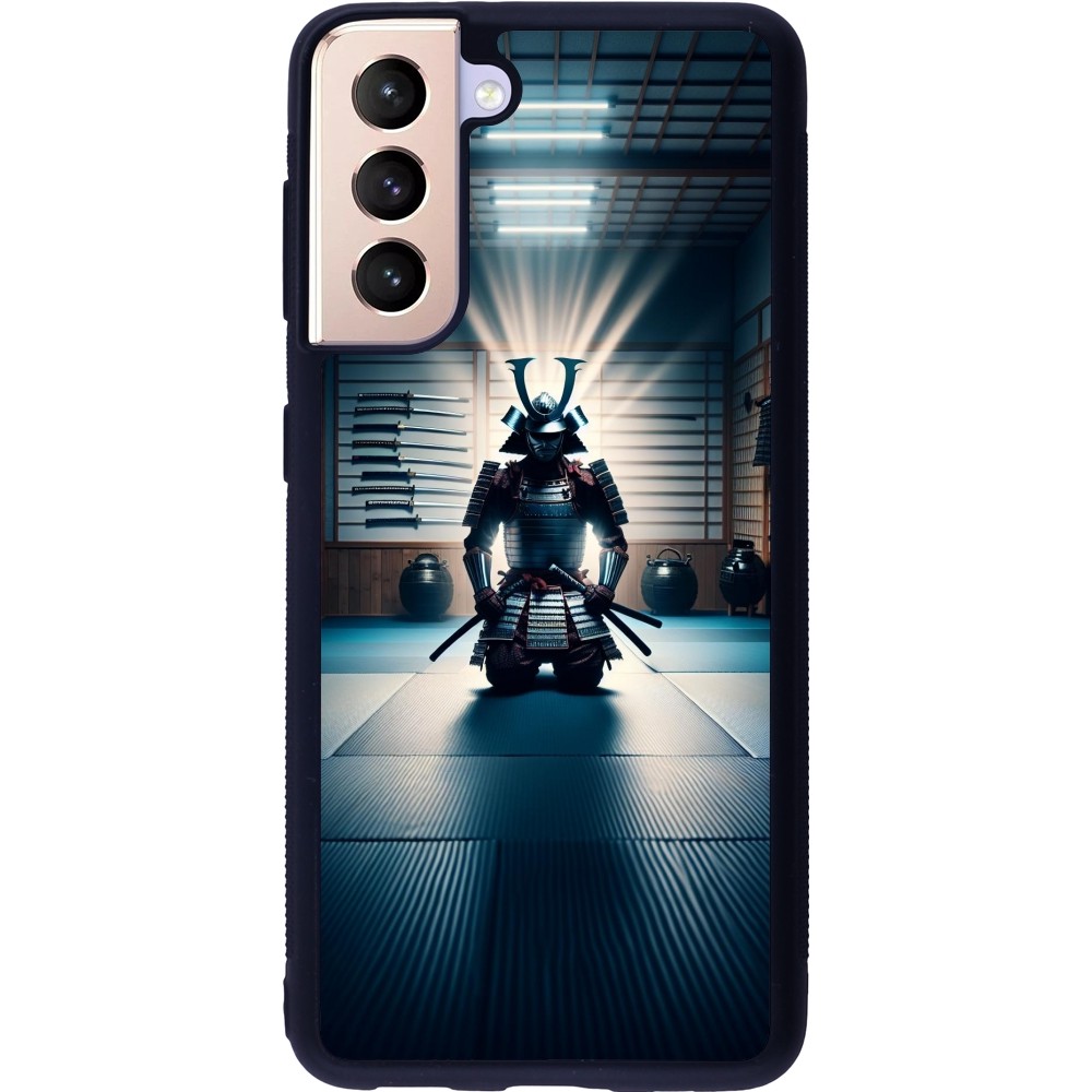 Coque Samsung Galaxy S21 5G - Silicone rigide noir Samouraï en prière