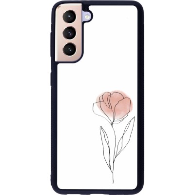 Coque Samsung Galaxy S21 5G - Silicone rigide noir Spring 23 minimalist flower