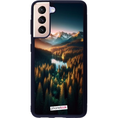 Coque Samsung Galaxy S21 5G - Silicone rigide noir Sunset Forest Lake