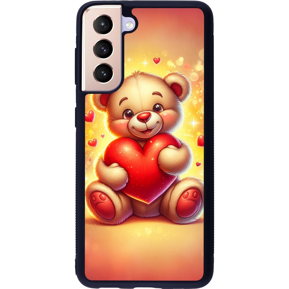 Samsung Galaxy S21 5G Case Hülle - Silikon schwarz Valentin 2024 Teddy Liebe