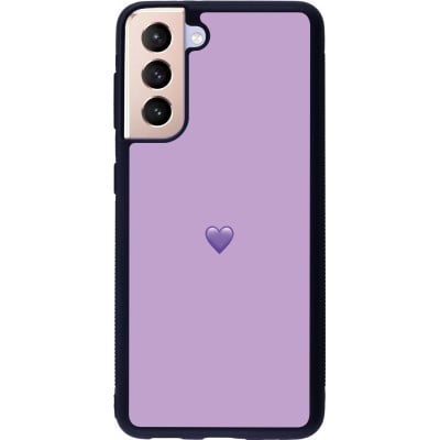 Coque Samsung Galaxy S21 5G - Silicone rigide noir Valentine 2023 purpule single heart