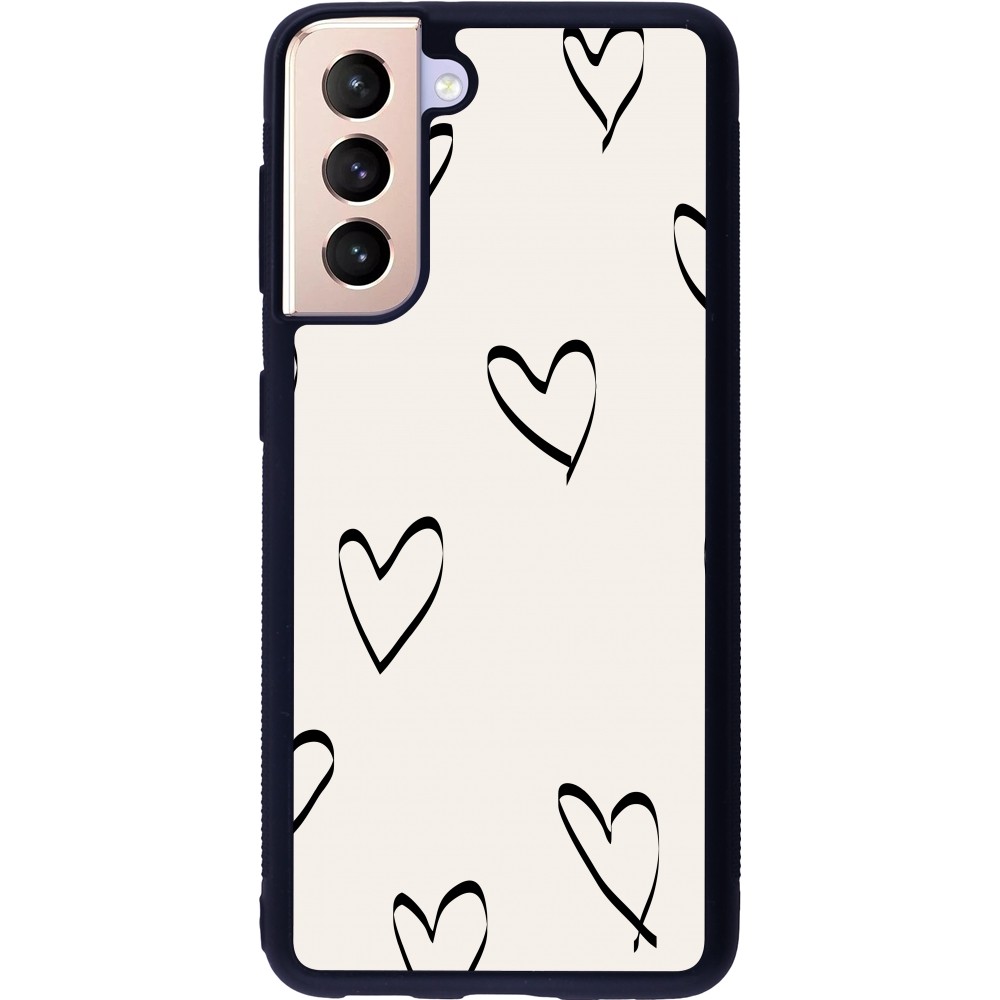 Coque Samsung Galaxy S21 5G - Silicone rigide noir Valentine 2023 minimalist hearts