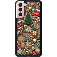 Coque Samsung Galaxy S21 5G - Silicone rigide noir Noël 2023 micro pattern