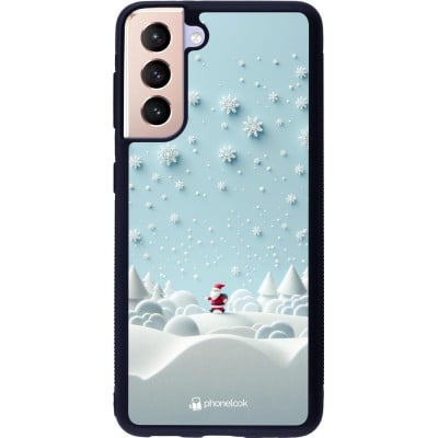 Coque Samsung Galaxy S21 5G - Silicone rigide noir Noël 2023 Petit Père Flocon