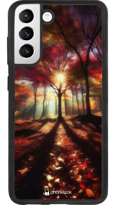 Coque Samsung Galaxy S21 FE 5G - Silicone rigide noir Automne doré glare