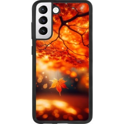 Coque Samsung Galaxy S21 FE 5G - Silicone rigide noir Automne Magique Orange