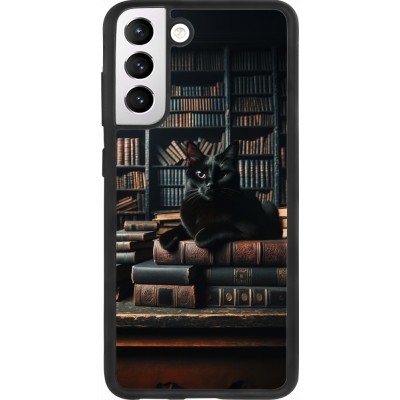 Coque Samsung Galaxy S21 FE 5G - Silicone rigide noir Chat livres sombres