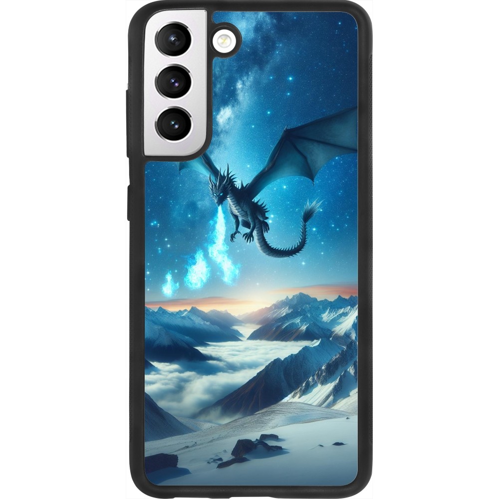 Samsung Galaxy S21 FE 5G Case Hülle - Silikon schwarz Drache nächtliche Berg