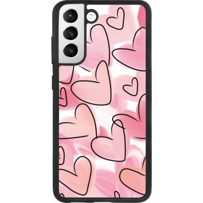 Coque Samsung Galaxy S21 FE 5G - Silicone rigide noir Easter 2023 pink hearts