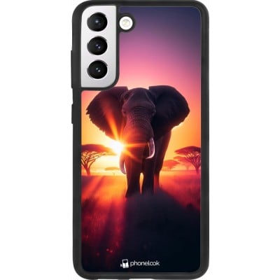 Coque Samsung Galaxy S21 FE 5G - Silicone rigide noir Elephant Sunrise Beauty