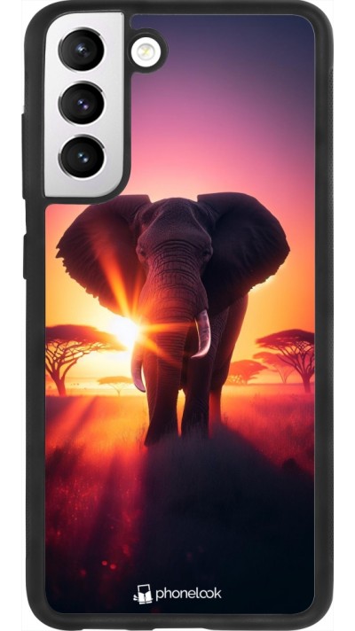 Coque Samsung Galaxy S21 FE 5G - Silicone rigide noir Elephant Sunrise Beauty