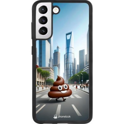 Coque Samsung Galaxy S21 FE 5G - Silicone rigide noir Emoji Caca walk