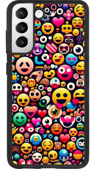 Coque Samsung Galaxy S21 FE 5G - Silicone rigide noir Emoji Mix Color