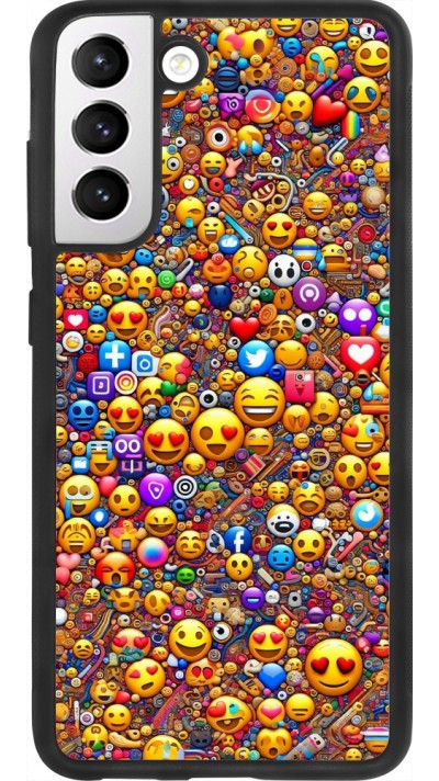 Coque Samsung Galaxy S21 FE 5G - Silicone rigide noir Emoji mixed