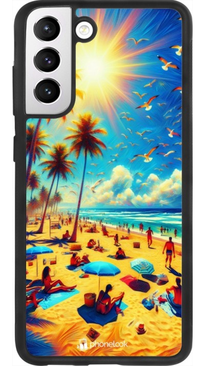 Coque Samsung Galaxy S21 FE 5G - Silicone rigide noir Été Paradis Paint