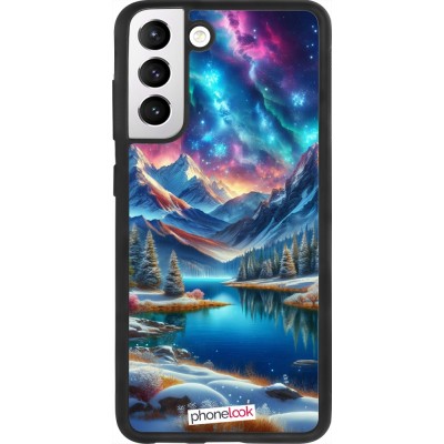 Coque Samsung Galaxy S21 FE 5G - Silicone rigide noir Fantasy Mountain Lake Sky Stars