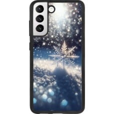 Coque Samsung Galaxy S21 FE 5G - Silicone rigide noir Flocon Solaire Éclat