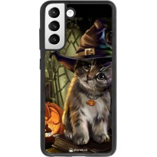 Coque Samsung Galaxy S21 FE 5G - Silicone rigide noir Halloween 21 Witch cat