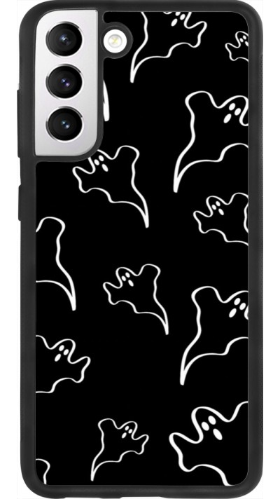 Coque Samsung Galaxy S21 FE 5G - Silicone rigide noir Halloween 2024 black and white ghosts