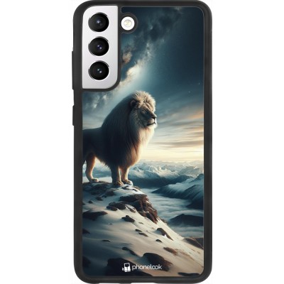 Coque Samsung Galaxy S21 FE 5G - Silicone rigide noir Le lion blanc