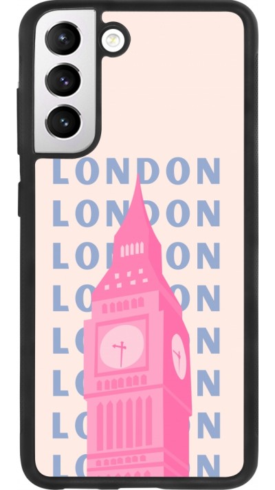 Coque Samsung Galaxy S21 FE 5G - Silicone rigide noir London Pink Print