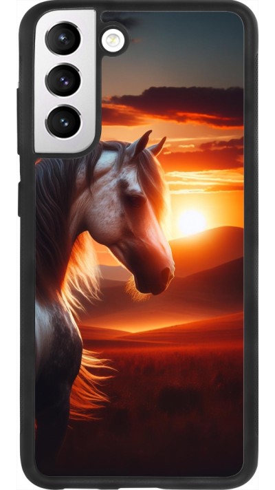 Coque Samsung Galaxy S21 FE 5G - Silicone rigide noir Majestic Sunset Horse