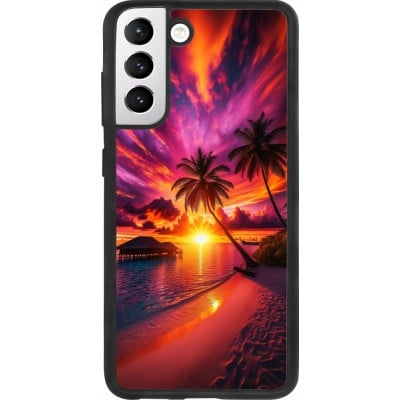 Coque Samsung Galaxy S21 FE 5G - Silicone rigide noir Maldives Dusk Bliss