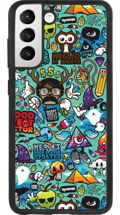 Coque Samsung Galaxy S21 FE 5G - Silicone rigide noir Mixed Cartoons Turquoise