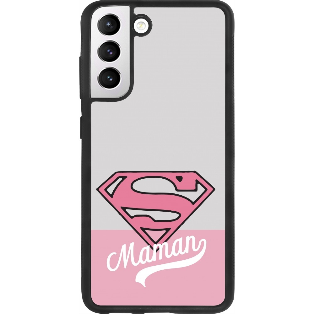 Coque Samsung Galaxy S21 FE 5G - Silicone rigide noir Mom 2024 Super hero maman