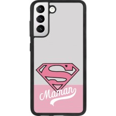 Coque Samsung Galaxy S21 FE 5G - Silicone rigide noir Mom 2024 Super hero maman