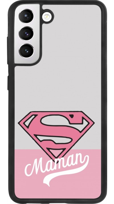 Coque Samsung Galaxy S21 FE 5G - Silicone rigide noir Mom 2024 Super hero maman