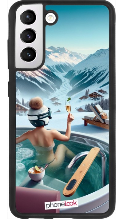 Coque Samsung Galaxy S21 FE 5G - Silicone rigide noir Montagne Glamour Jacuzzi