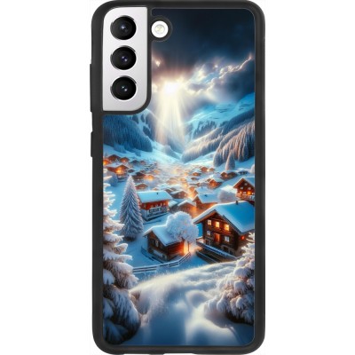 Coque Samsung Galaxy S21 FE 5G - Silicone rigide noir Mont Neige Lumière