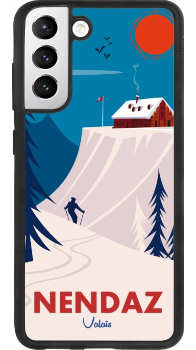 Coque Samsung Galaxy S21 FE 5G - Silicone rigide noir Nendaz Cabane Ski