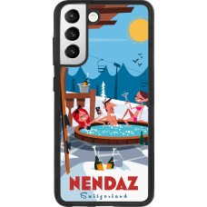 Coque Samsung Galaxy S21 FE 5G - Silicone rigide noir Nendaz Mountain Jacuzzi