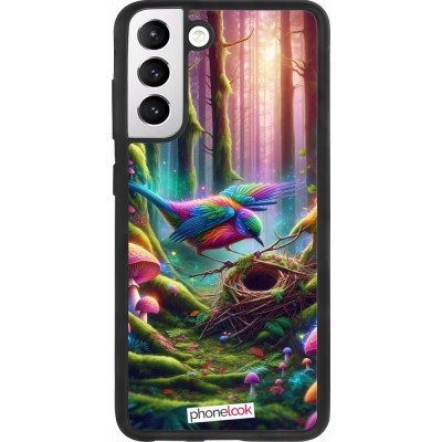 Coque Samsung Galaxy S21 FE 5G - Silicone rigide noir Oiseau Nid Forêt