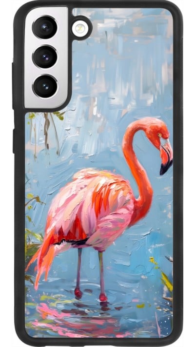 Coque Samsung Galaxy S21 FE 5G - Silicone rigide noir Paint Flamingo