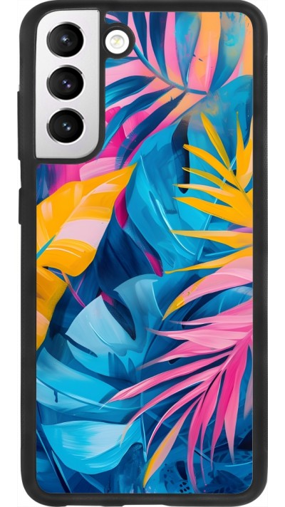 Coque Samsung Galaxy S21 FE 5G - Silicone rigide noir Palms Blue