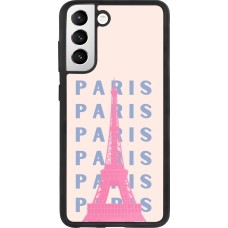 Coque Samsung Galaxy S21 FE 5G - Silicone rigide noir Paris Pink Print